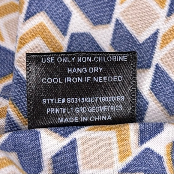 Large Stitch Collection Sleeveless Blouse Blue Orange White Geometric Boho - Picture 14 of 14